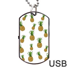 Pineapples Pattern Dog Tag Usb Flash (one Side) by Valentinaart