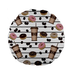 Donuts And Coffee Pattern Standard 15  Premium Flano Round Cushions by Valentinaart