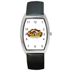 Pancakes - Shrove Tuesday Barrel Style Metal Watch by Valentinaart
