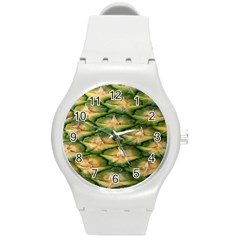 Pineapple Pattern Round Plastic Sport Watch (m) by Nexatart