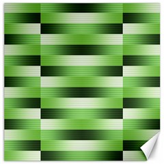 Pinstripes Green Shapes Shades Canvas 12  X 12   by Nexatart