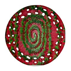 Red Green Swirl Twirl Colorful Round Filigree Ornament (two Sides) by Nexatart