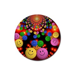 Smiley Laugh Funny Cheerful Rubber Coaster (round)  by Nexatart