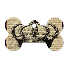 Vintage Music Sheet Crown Song Dog Tag Bone (two Sides) by Nexatart