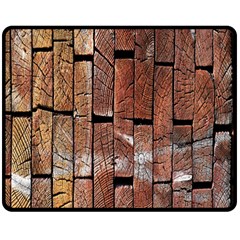 Wood Logs Wooden Background Double Sided Fleece Blanket (medium)  by Nexatart