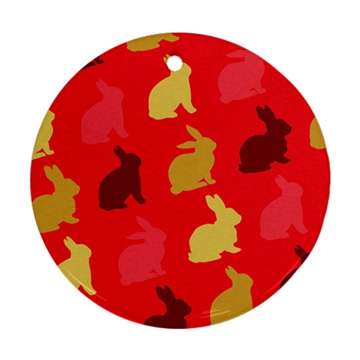 Hare Easter Pattern Animals Round Ornament (Two Sides)