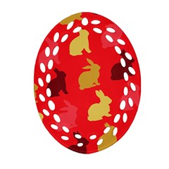 Hare Easter Pattern Animals Ornament (oval Filigree) by Amaryn4rt