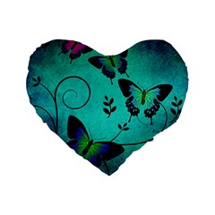 Texture Butterflies Background Standard 16  Premium Heart Shape Cushions by Amaryn4rt