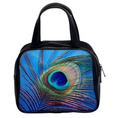 Peacock Feather Blue Green Bright Classic Handbags (2 Sides) by Amaryn4rt