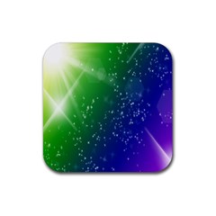Shiny Sparkles Star Space Purple Blue Green Rubber Coaster (square) 