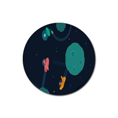 Space Illustration Irrational Race Galaxy Planet Blue Sky Star Ufo Rubber Coaster (round) 