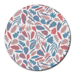 Spencer Leaf Floral Purple Pink Blue Rainbow Round Mousepads by Alisyart