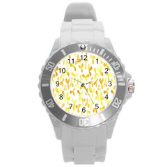 Springtime Yellow Helicopter Round Plastic Sport Watch (l) by Alisyart