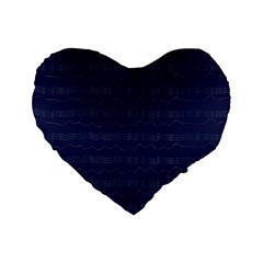 Summers Night Wave Chevron Blue Standard 16  Premium Heart Shape Cushions