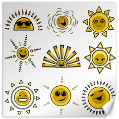 Sun Expression Smile Face Yellow Canvas 12  X 12  