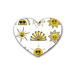 Sun Expression Smile Face Yellow Heart Coaster (4 Pack)  by Alisyart