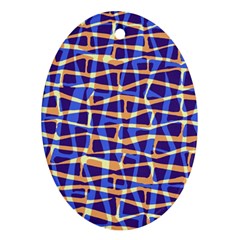 Surface Pattern Net Chevron Brown Blue Plaid Oval Ornament (two Sides) by Alisyart