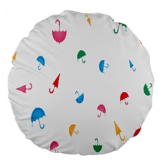 Umbrella Green Orange Red Blue Pink Water Rain Large 18  Premium Flano Round Cushions by Alisyart
