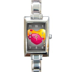 Valentine Heart Having Transparency Effect Pink Yellow Rectangle Italian Charm Watch by Alisyart
