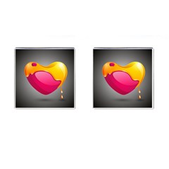 Valentine Heart Having Transparency Effect Pink Yellow Cufflinks (square) by Alisyart