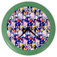 Season Flower Arrangements Purple Color Wall Clocks by Alisyart