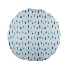 Water Rain Blue Standard 15  Premium Flano Round Cushions