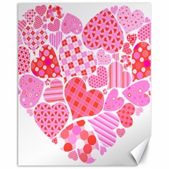 Valentines Day Pink Heart Love Canvas 16  X 20  