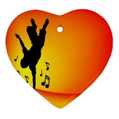 Breakdancer Dancing Orange Heart Ornament (two Sides)