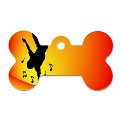 Breakdancer Dancing Orange Dog Tag Bone (two Sides)