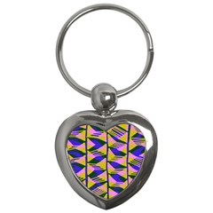 Crazy Zig Zags Blue Yellow Key Chains (heart) 