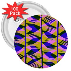 Crazy Zig Zags Blue Yellow 3  Buttons (100 Pack)  by Alisyart