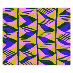 Crazy Zig Zags Blue Yellow Double Sided Flano Blanket (small) 