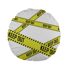 Keep Out Police Line Yellow Cross Entry Standard 15  Premium Flano Round Cushions