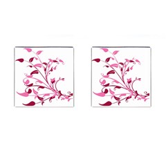 Leaf Pink Floral Cufflinks (square)