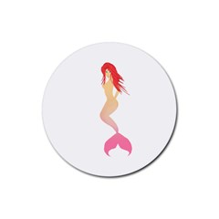 Mermaid Illustrator Beach Fish Sea Pink Red Rubber Coaster (round) 