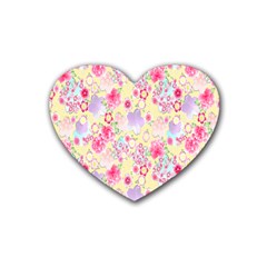Flower Arrangements Season Floral Pink Purple Star Rose Rubber Coaster (heart) 