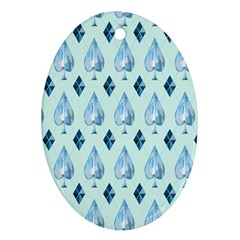 Ace Hibiscus Blue Diamond Plaid Triangle Oval Ornament (two Sides) by Alisyart