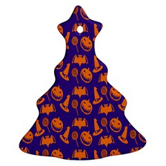 Witch Hat Pumpkin Candy Helloween Purple Orange Christmas Tree Ornament (two Sides)