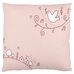 Bird City Sing Pink Notes Music Standard Flano Cushion Case (two Sides)