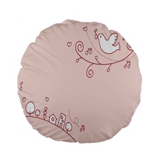 Bird City Sing Pink Notes Music Standard 15  Premium Flano Round Cushions by Alisyart