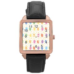 Balloon Star Color Orange Pink Red Yelllow Blue Rose Gold Leather Watch 
