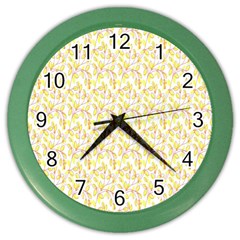 Branch Spring Texture Leaf Fruit Yellow Color Wall Clocks