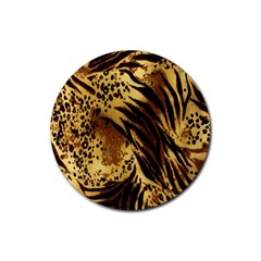 Stripes Tiger Pattern Safari Animal Print Rubber Coaster (round)  by Amaryn4rt