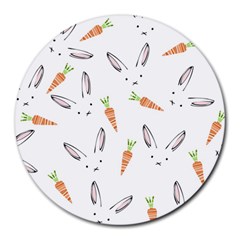 Rabbit Carrot Pattern Weft Step Round Mousepads by Amaryn4rt
