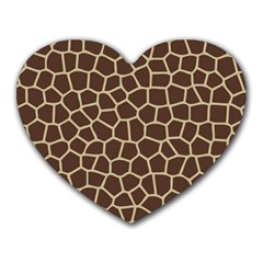 Leather Giraffe Skin Animals Brown Heart Mousepads