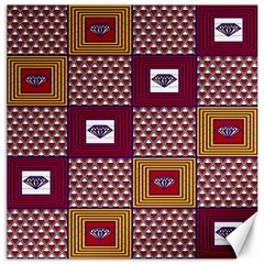 African Fabric Diamon Chevron Yellow Pink Purple Plaid Canvas 12  X 12  