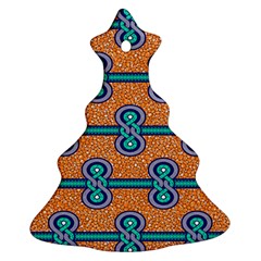 African Fabric Iron Chains Blue Orange Ornament (christmas Tree) 
