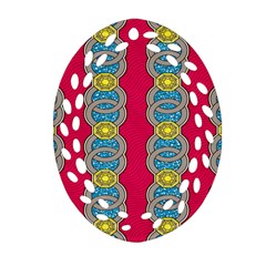 African Fabric Iron Chains Red Yellow Blue Grey Ornament (oval Filigree)