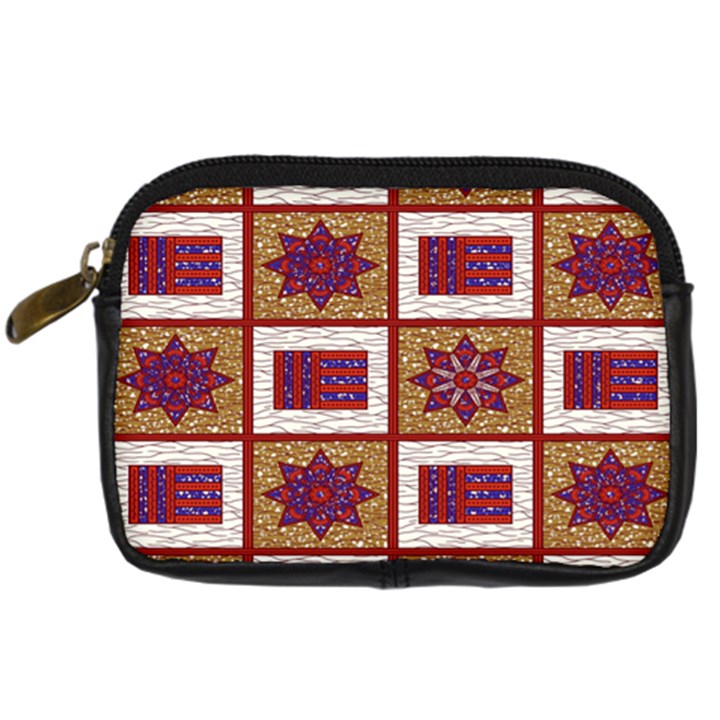 African Fabric Star Plaid Gold Blue Red Digital Camera Cases