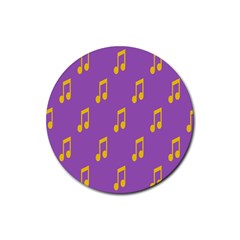 Eighth Note Music Tone Yellow Purple Rubber Round Coaster (4 Pack)  by Alisyart